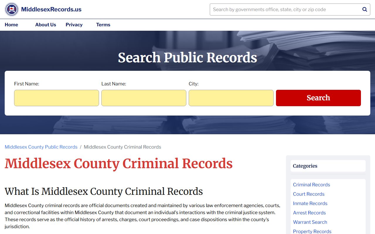 Old Bridge Township 72 hour booking Middlesex County criminal records