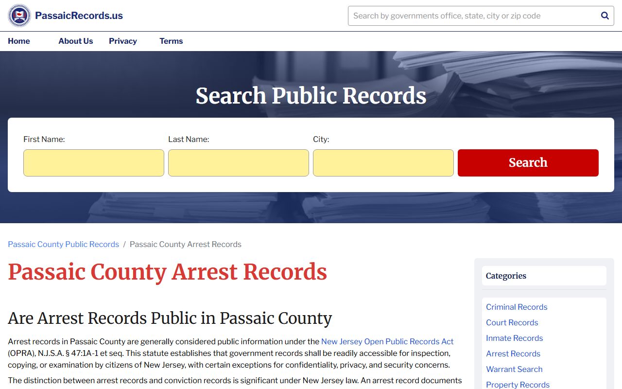Passaic 72 hour booking county arrest records resources