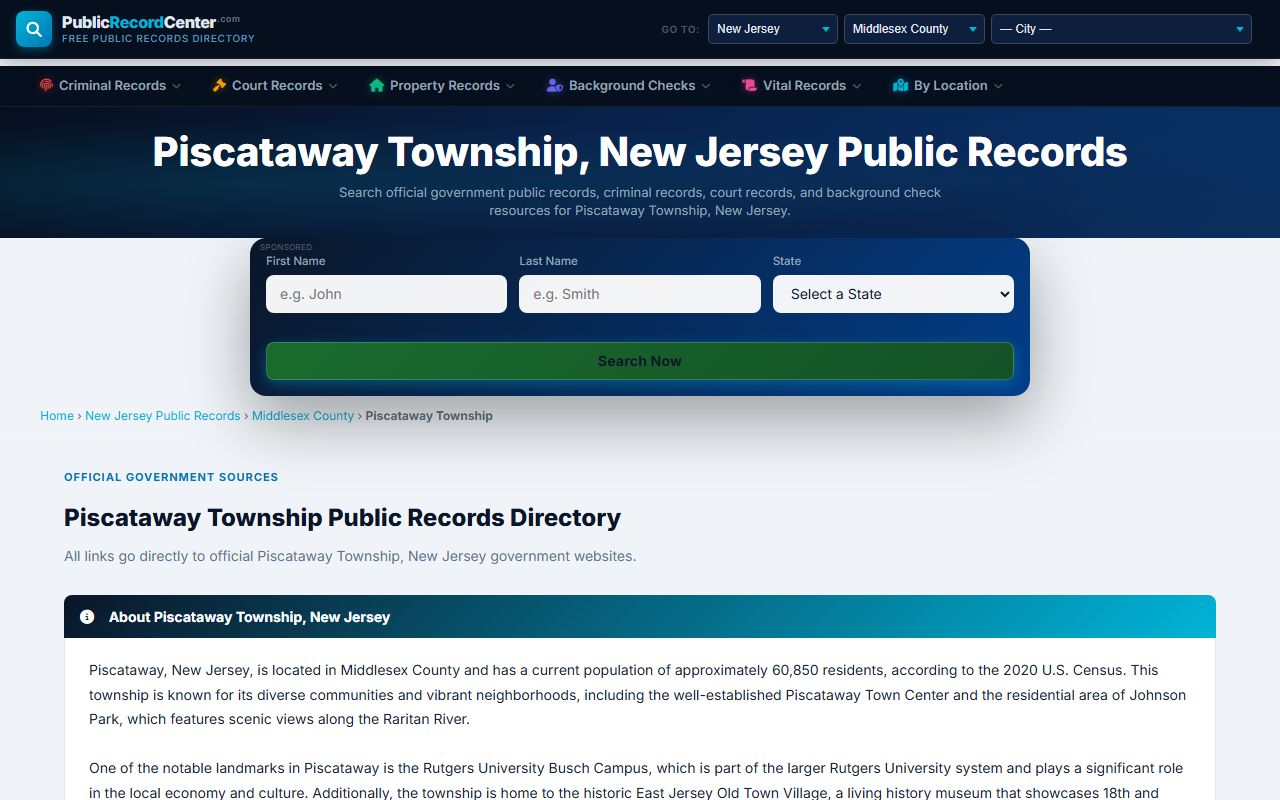 Piscataway Township 72 hour booking public records access