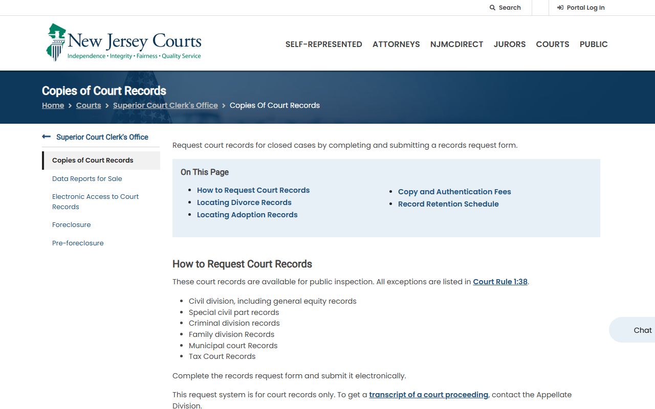 New Jersey Courts copies of 72 hour booking court records