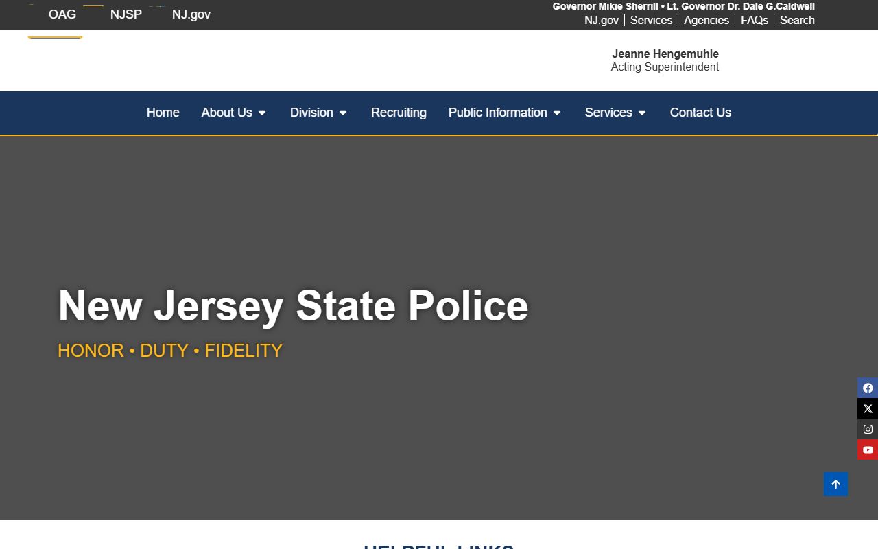 New Jersey State Police SBI Section 72 hour booking records