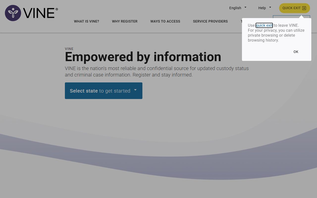 New Jersey VINE Link 72 hour booking custody status